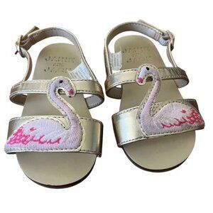 Janie and Jack Gold Flamingo Toddler Sandals Size 4
